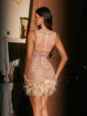 Aryviel Embellished Feather Mini Dress