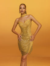 Aryxia Crystal Fringe Chain Mini Dress