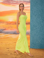 Asger Halterneck Ruched Maxi Dress