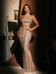 Avelira Spaghetti Embellished Skirt Set