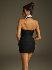 Baryx Strapless Button Top With Bow Tie
