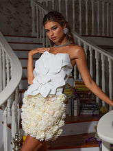 Bayard Strapless Flower Top In White