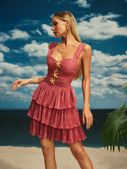 Beroe Starfish Cutout Tiered Mini Dress
