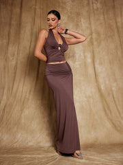 Blessing Halterneck Ruched Skirt Set