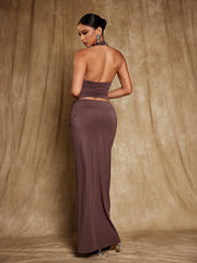 Blessing Halterneck Ruched Skirt Set