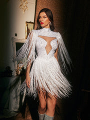 Blythar High Neck Fringe Embellished Bodysuit