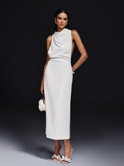 Braelion Backless Split Midi Dress