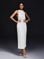 Braelion Backless Split Midi Dress
