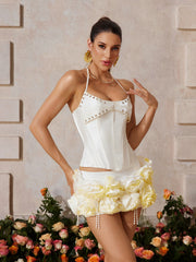 Briethorn Flower Pearl Fringe Skirt Set