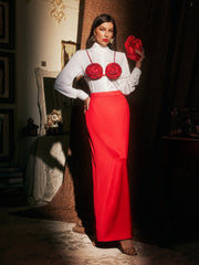 Brynthos Flower Satin Skirt Three Piece Set