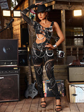 Brynx One Shoulder Cutout Chain Jumpsuit In Black