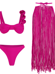 Bryslen Fringe Bikini Three Piece Set