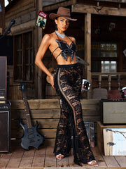 Bryxar Halterneck Lace Up Butterfly Top