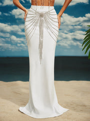 Carrick Crystal Body Chain Skirt In Silver