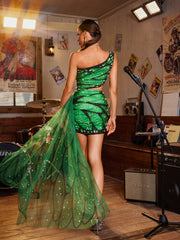 Carrolyn Butterfly Embellished Skirt Set In Green