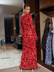 Cecily Long Sleeve Rose Printed Maxi Dress