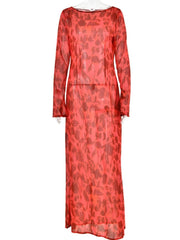 Cecily Long Sleeve Rose Printed Maxi Dress