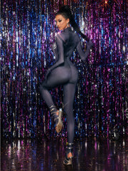 Chesten Long Sleeve Rhinestone Embellished Jumpsuit