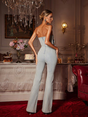 Dalila Strapless Flower Denim Jumpsuit