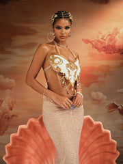 Daxian Halterneck Chain Triangle Armor Top