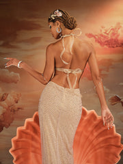 Daxian Halterneck Chain Triangle Armor Top