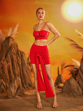 Dazara Draped Skirt In Red