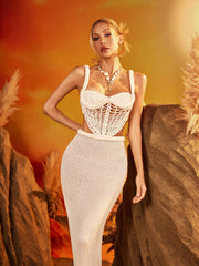 Dazmir Spaghetti Cutout Knitted Skirt Set