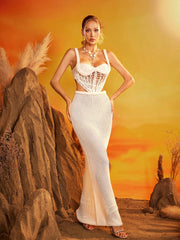 Dazmir Spaghetti Cutout Knitted Skirt Set