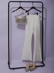 Della Mesh Diamond Bandage Pants In White