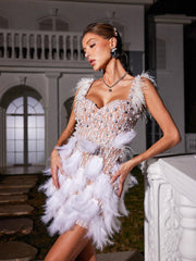 Derby Pearl Feather Sequin Dress