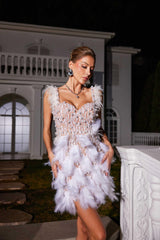 Derby Pearl Feather Sequin Dress