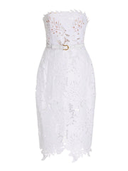 Despina White Lace Midi Dress