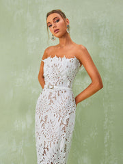 Despina White Lace Midi Dress