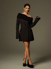 Dexter Long Sleeve Button Up Blazer Dress