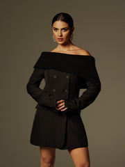 Dexter Long Sleeve Button Up Blazer Dress