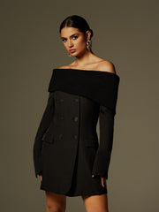 Dexter Long Sleeve Button Up Blazer Dress