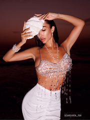 Didrika Fringe Gemstone Beaded Bralette