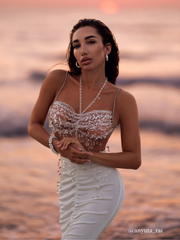 Didrika Fringe Gemstone Beaded Bralette