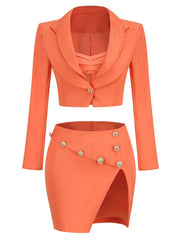 Doe Button Blazer Three Piece Set
