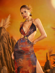 Drixelle Backless Starfish Cutout Midi Dress