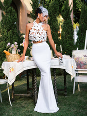 Eckhart Halterneck Flower Skirt Set