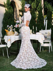 Edalene Long Sleeve Flower Cutout Lace Maxi Dress