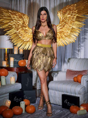 Eir Feather Trimmed Skirt Set