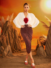 Eldrik V Neck Flower Ruched Midi Dress