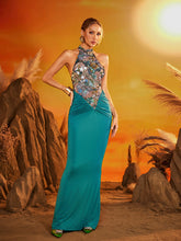 Eldrin Backless Floral Ruched Maxi Dress