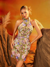 Eldrith Backless Floral Embroidered Mini Dress