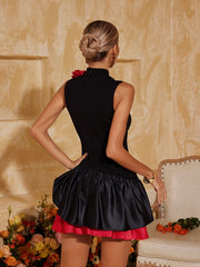 Eliette Sleeveless Flower Ruched Mini Dress