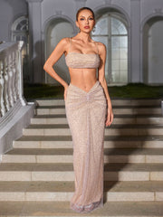 Ellisyn Spaghetti Diamond Ruched Skirt Set