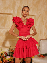 Elyana V Neck Ruffle Tiered Skirt Set