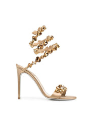 Elyra Snake Rhinestone Sandals In Gold